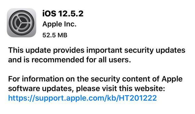 礼县苹果手机维修分享iOS12.5.2发布，建议所有老苹果用户安装 